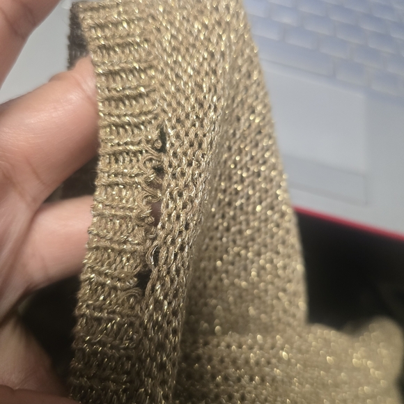 Lauren Ralph Lauren Women's Poncho Gold Knit Sweater Sz M - Picture 4 of 4